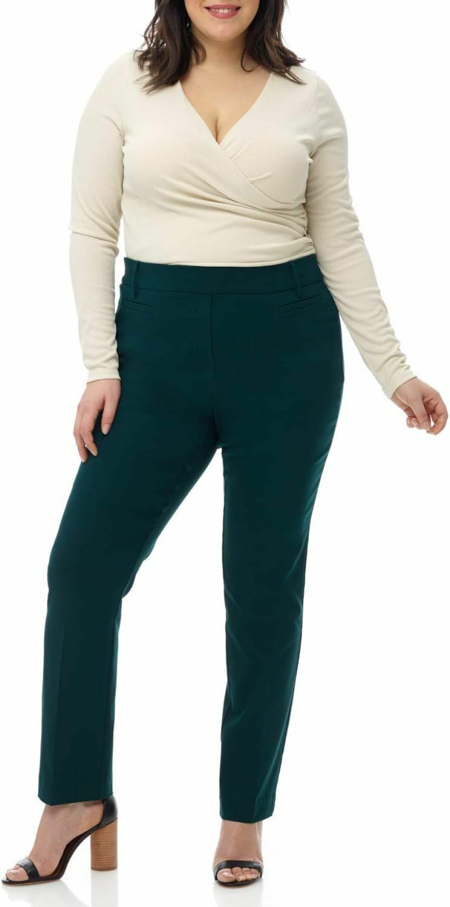 Best Rekucci Rekucci Curvy Woman Ease Into Comfort Plus Size Straight Pant W/Tummy Control