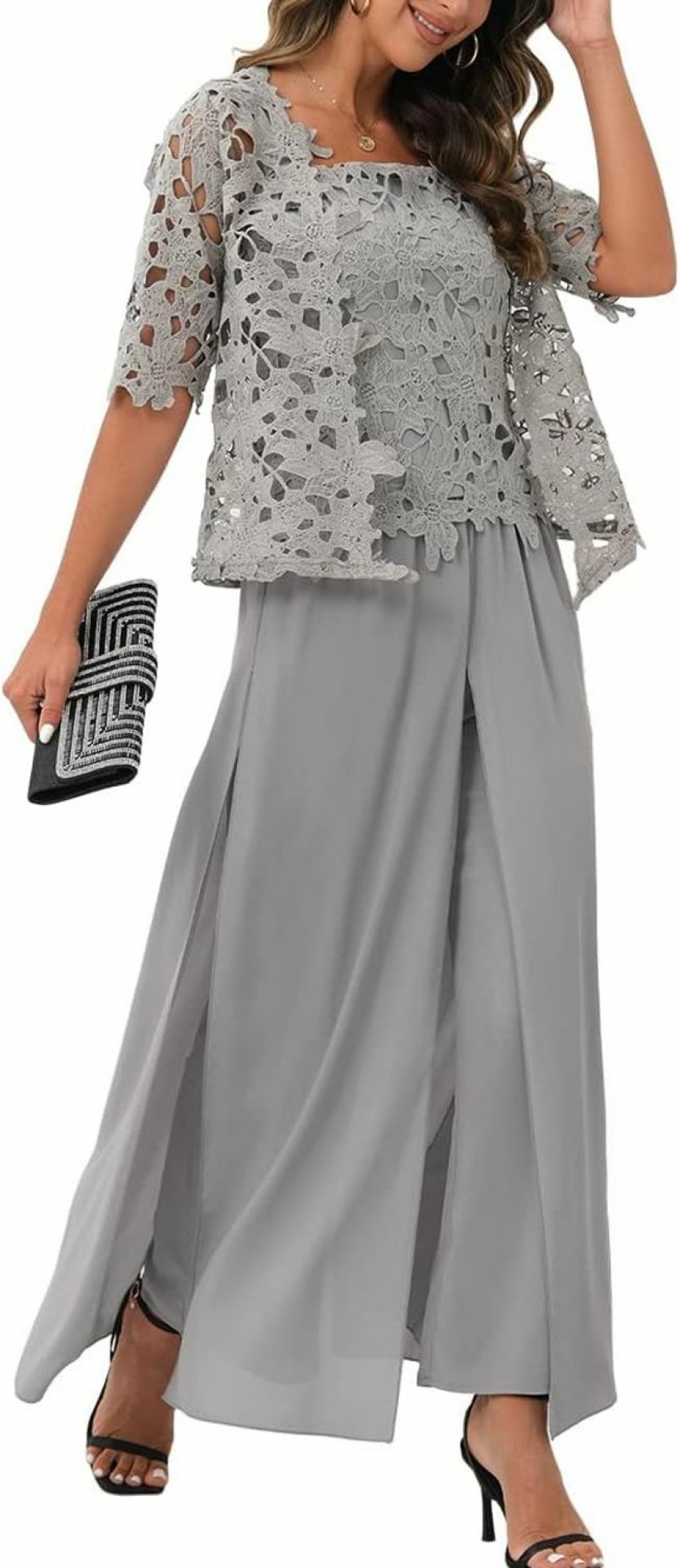 Online Zongqiven Zongqiven 3 Piece Women Pants Set For Wedding Mother Of The Bride Dressy Evening Dress Grey