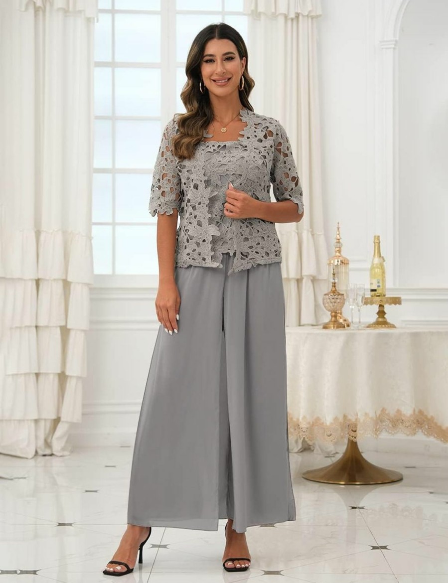 Online Zongqiven Zongqiven 3 Piece Women Pants Set For Wedding Mother Of The Bride Dressy Evening Dress Grey