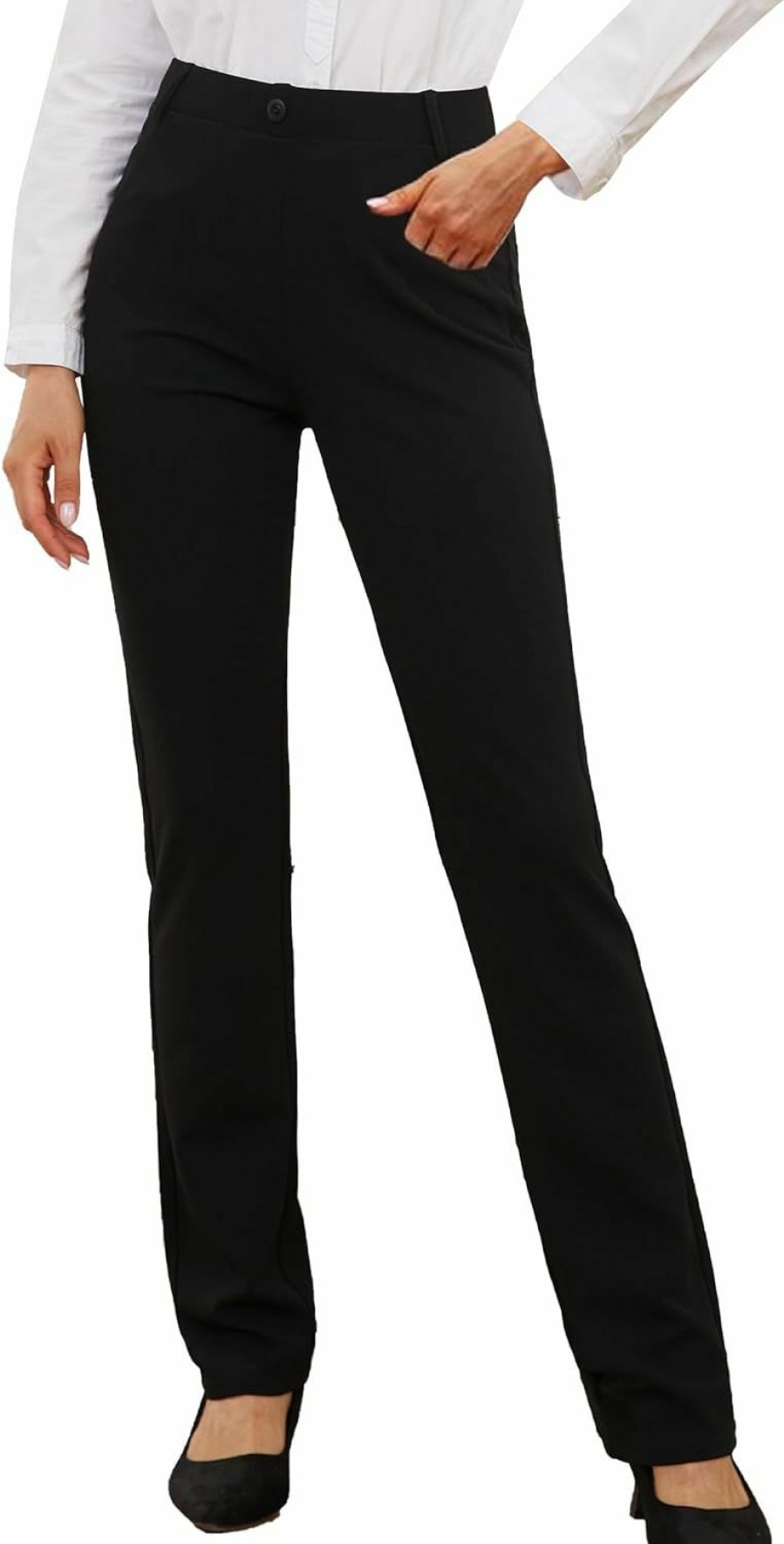 Wholesale MUSIDORA Musidora Women'S Pull On Straight Leg Dress Pants With Functional Pockets, Suitable For Business Casual & Professional Wear