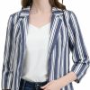 Clearance Allegra K Allegra K Women'S Striped 3/4 Sleeves Open Front Notched Lapel Blazer