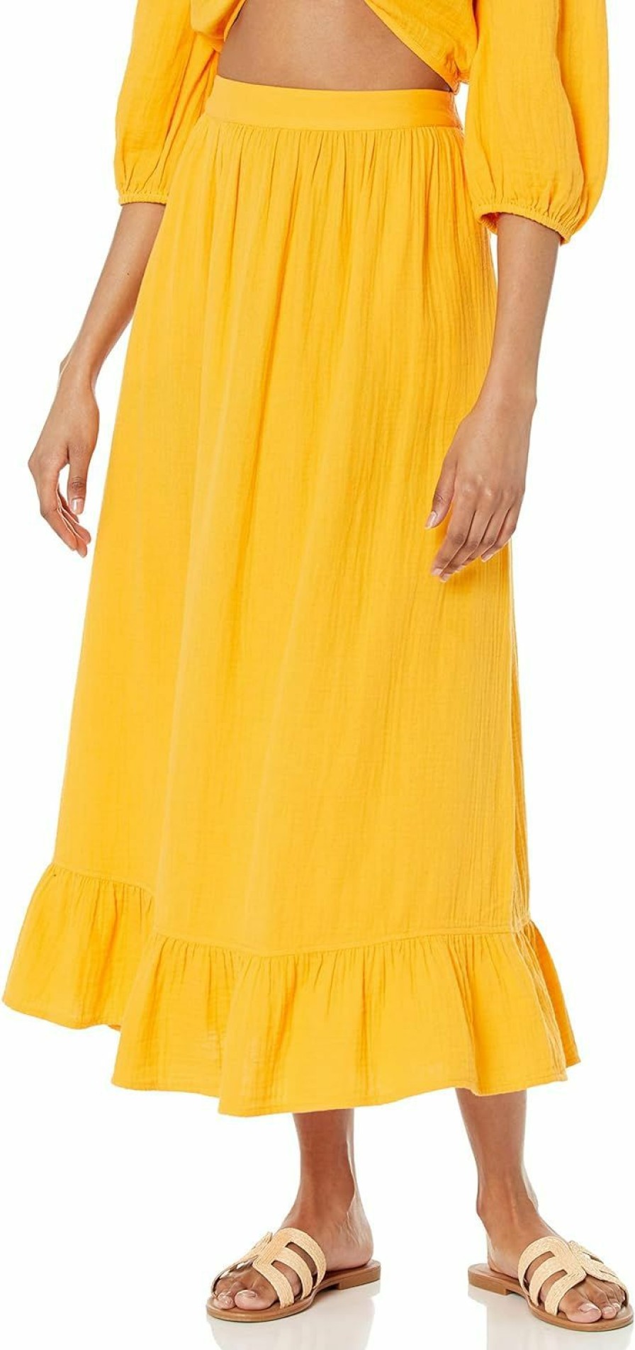 New The Drop The Drop Women'S Patria Gauze Pull-On Ruffle Hem Maxi Skirt