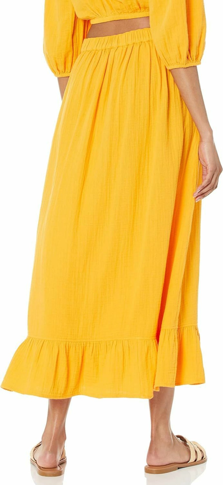 New The Drop The Drop Women'S Patria Gauze Pull-On Ruffle Hem Maxi Skirt