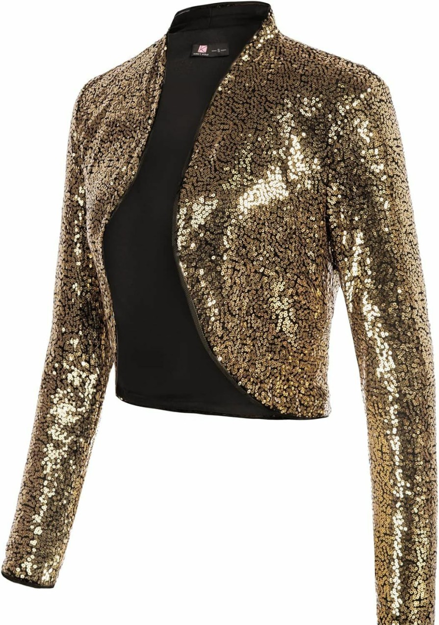 Wholesale KANCY KOLE Kancy Kole Women'S Sequin Shrug Long Sleeve Open Front Cropped Bolero Jackets S-Xxl