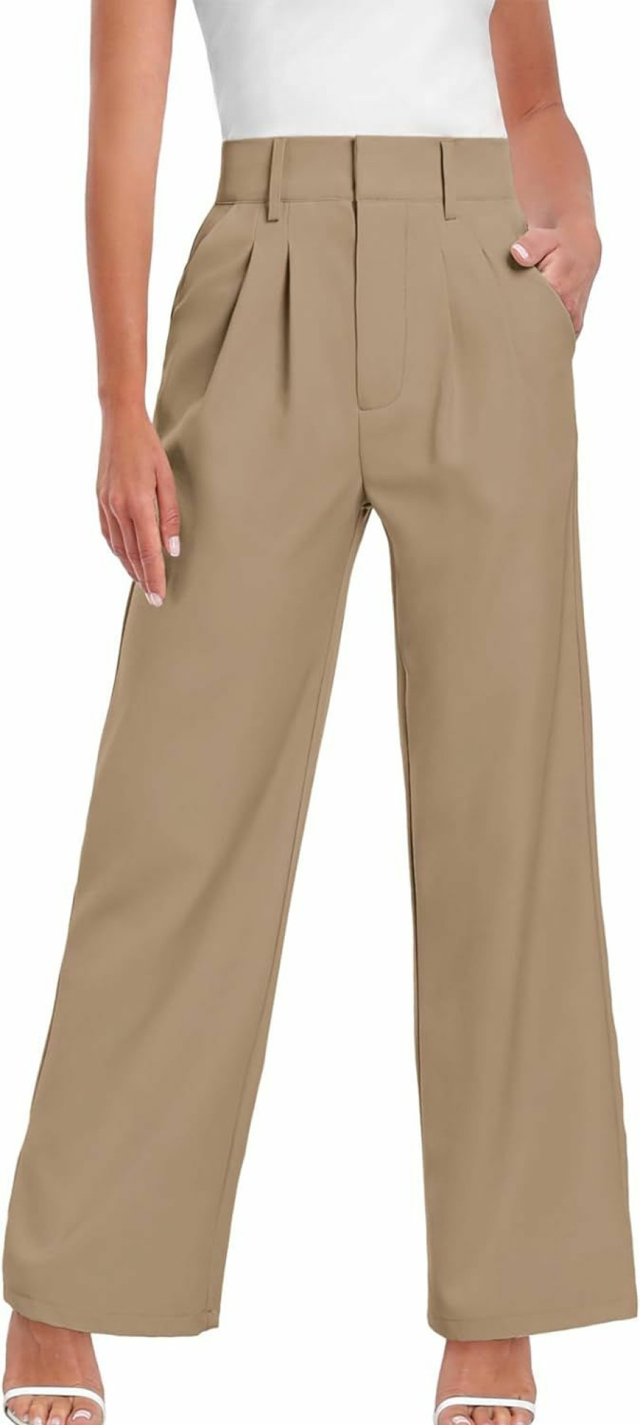 Best ELLEVEN Wide Leg Dress Pants For Woman, High Waisted Business Casual Work Trousers With Pockets