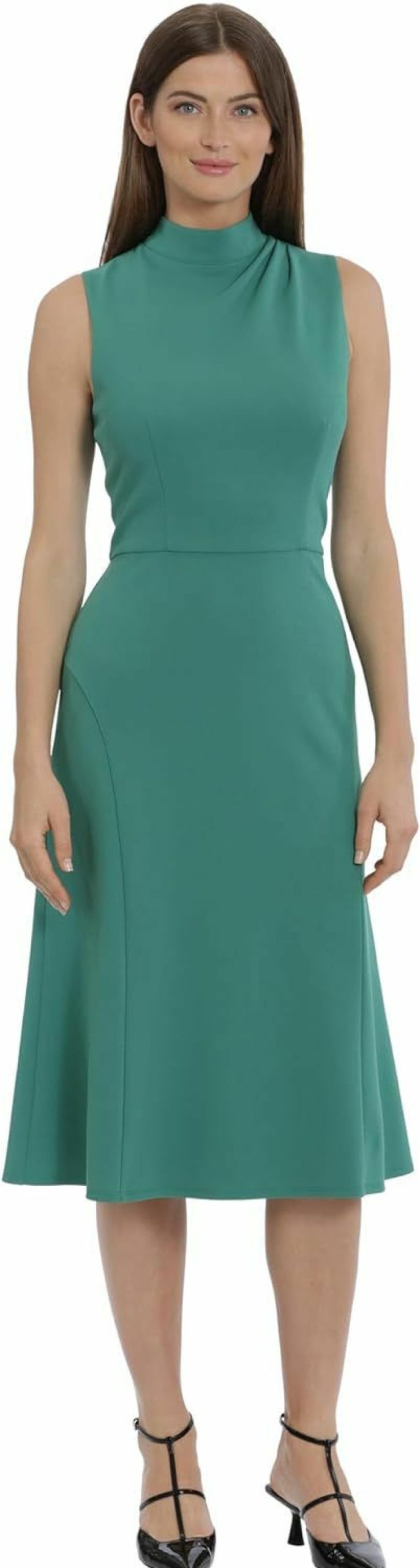 Clearance Maggy London Maggy London Women'S High Neck Empire Waist Midi Dress Career Workwear