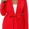 Clearance KOJOOIN Kojooin Women'S Plus Size Long Sleeve Blazer Casual Fall Open Front Collar Cardigan Lapel Office Jacket Work Suit With Belt