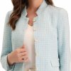 Clearance Allegra K Allegra K Women'S Plaid Tweed Blazer Long Sleeve Button Down Work Office Short Jacket