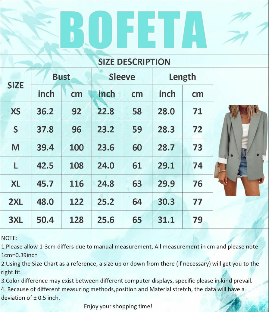 Wholesale BOFETA Bofeta Women'S Solid Color Blazer Cardigan Casual Long Sleeve Plus Size Blazer With Pockets