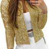 Best nqgsntc Nqgsntc Women Sequin Blazer Open Front Jacket Party Christmas Puff Sleeve Sparkly Coats