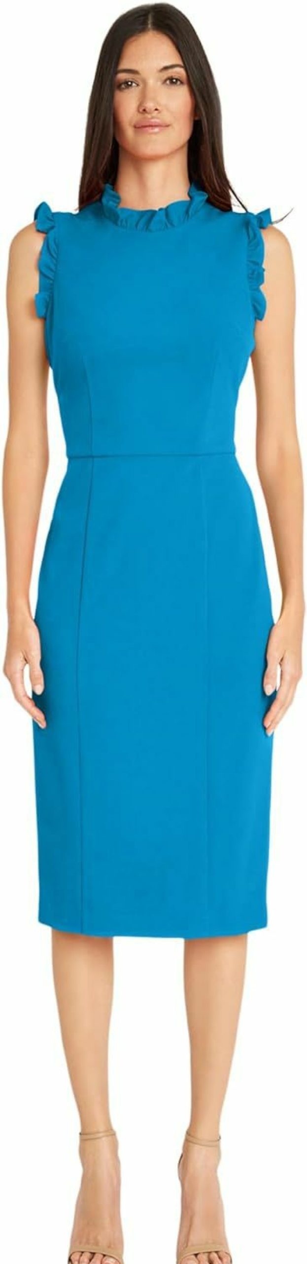 Clearance Maggy London Maggy London Women'S Ruffle Neck And Armhole Sheath Dress