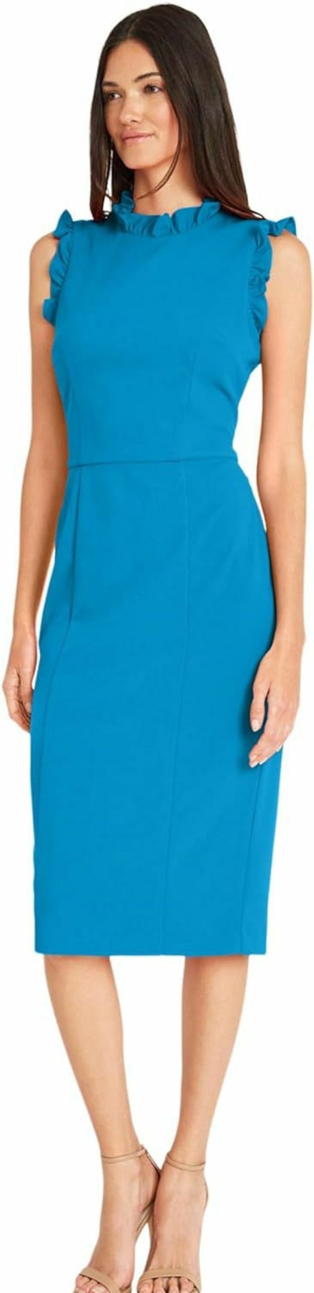 Clearance Maggy London Maggy London Women'S Ruffle Neck And Armhole Sheath Dress