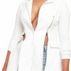 Hot Anny Women Casual Jacket Coat Long Sleeve Sexy Lightweight Slim Fit V Neck Open Front Zipper Split Blazer Jacket