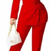 Clearance IyMoo Sexy 2 Piece Outfits For Women Asymmetrical Blazer Jacket With Pants Belted Pockets Casual Business Suit Sets