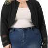 New Agnes Orinda Agnes Orinda Plus Size Blazer Jacket For Women Mesh Long Sleeve Open Front Cropped Shrug Bolero Cardigan