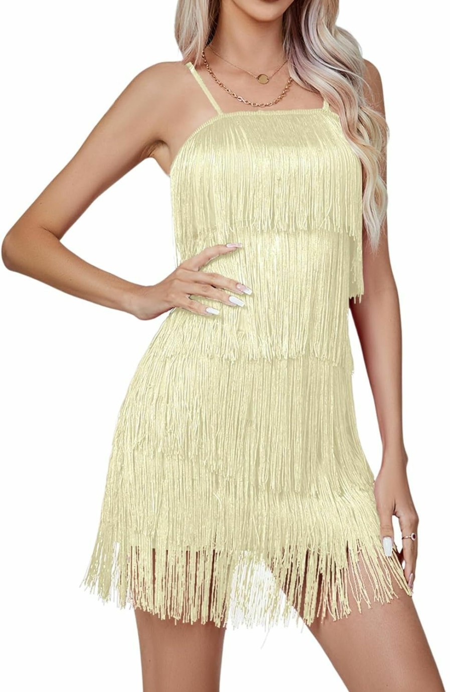 Wholesale LYANER Lyaner Women'S Sexy Two Piece Outfit Fringe Sleeveless Cami And Short Skirt Sets