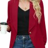 Best GRECERELLE Grecerelle Blazer Jacket For Women 3/4 Ruched Sleeve Business Casual Outfits Open Front Cropped Blazer