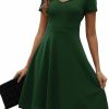 Best HELYO Women'S Elegant Vintage Summer Sweetheart Neck Short Sleeve Casual Work Party Business A-Line Dress 163