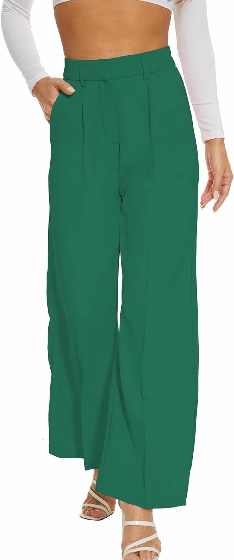 Online FUNYYZO Funyyzo Women Suit Pants Wide Leg Pants High Elastic Waisted In The Back Business Work Trousers Long Straight