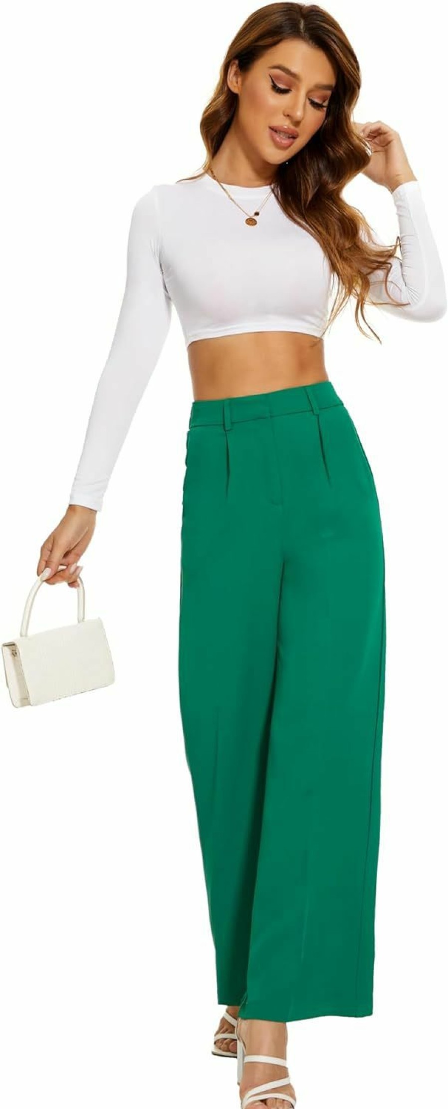 Online FUNYYZO Funyyzo Women Suit Pants Wide Leg Pants High Elastic Waisted In The Back Business Work Trousers Long Straight