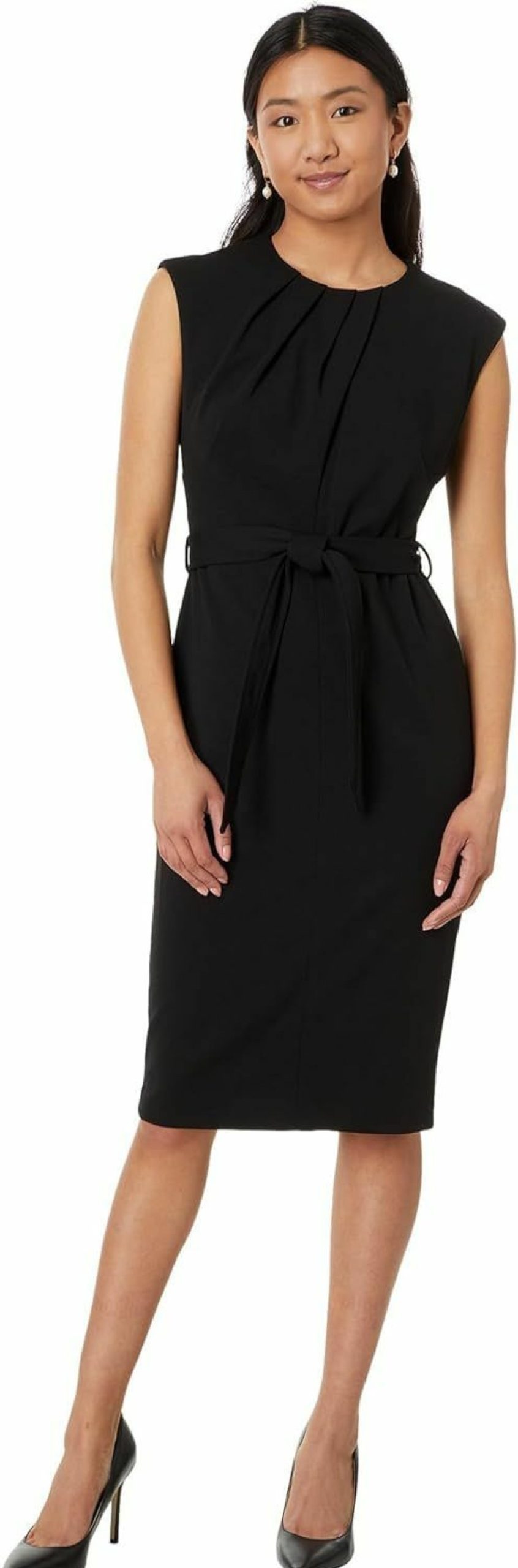 Clearance Calvin Klein Calvin Klein Women'S Cap Sleeve Midi Dress With Seam Detail