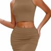 Wholesale ELLEVEN 2 Piece Mini Skirt Sets For Women - Knit Bodycon Sleeveless Crop Tank Top With Sexy Skirt