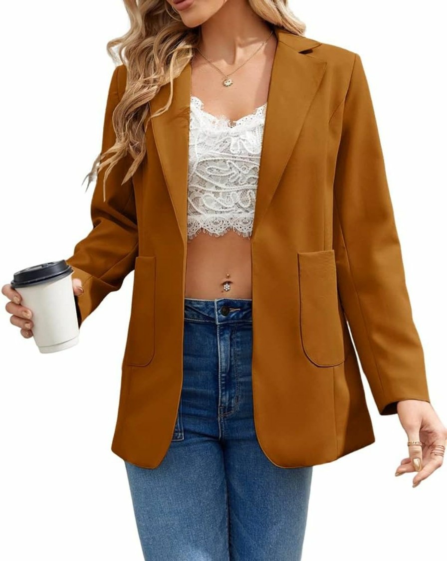 Online Cnkwei Cnkwei Womens Casual Blazers Open Front Long Sleeve Lapel Collar Work Office Jacket