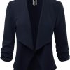 Wholesale FASHIONOLIC Fashionolic Women'S Stretch 3/4 Gathered Sleeve Open Blazer Jacket (Made In Usa)