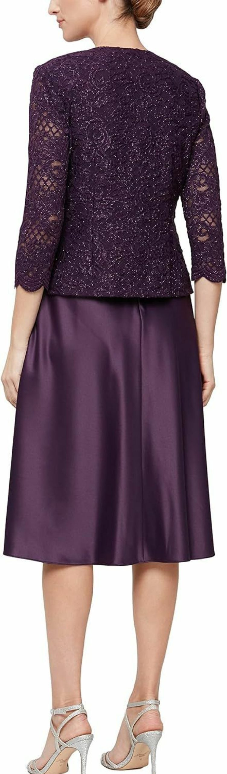 Online Alex Evenings Alex Evenings Women'S Tea Length Mock Dress With Sequin Jacket (Petite And Regular Sizes)