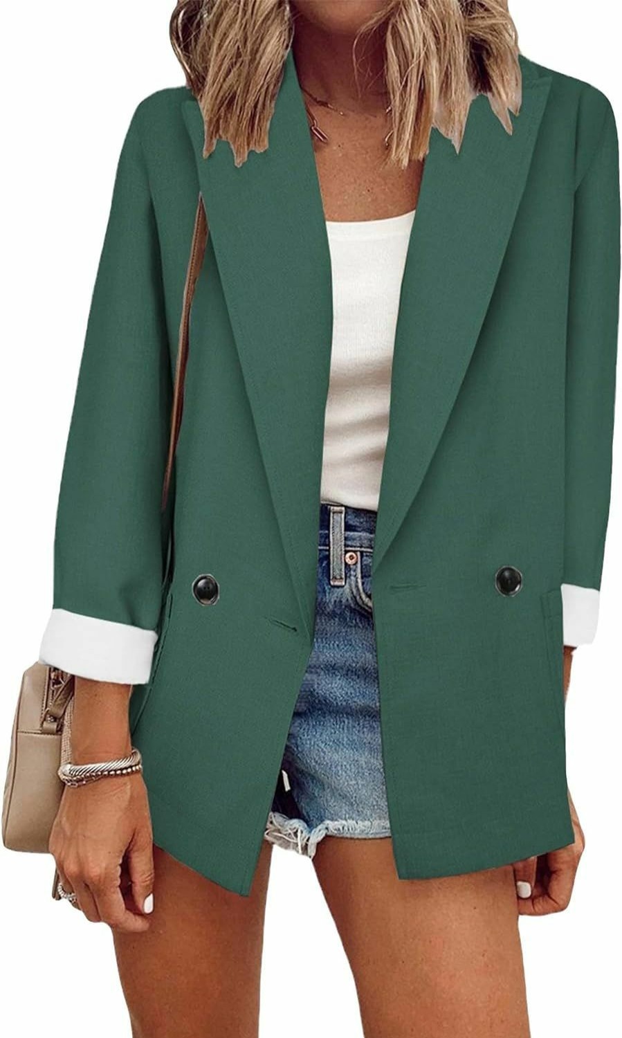 New YMING Yming Women'S Oversized Business Solid Color Blazer Long Sleeve Work Office Jacket Lapel Ol Cardigans With Pockets