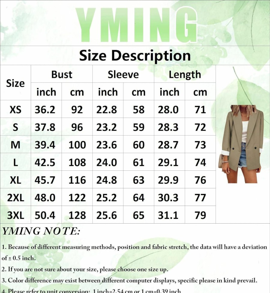 New YMING Yming Women'S Oversized Business Solid Color Blazer Long Sleeve Work Office Jacket Lapel Ol Cardigans With Pockets