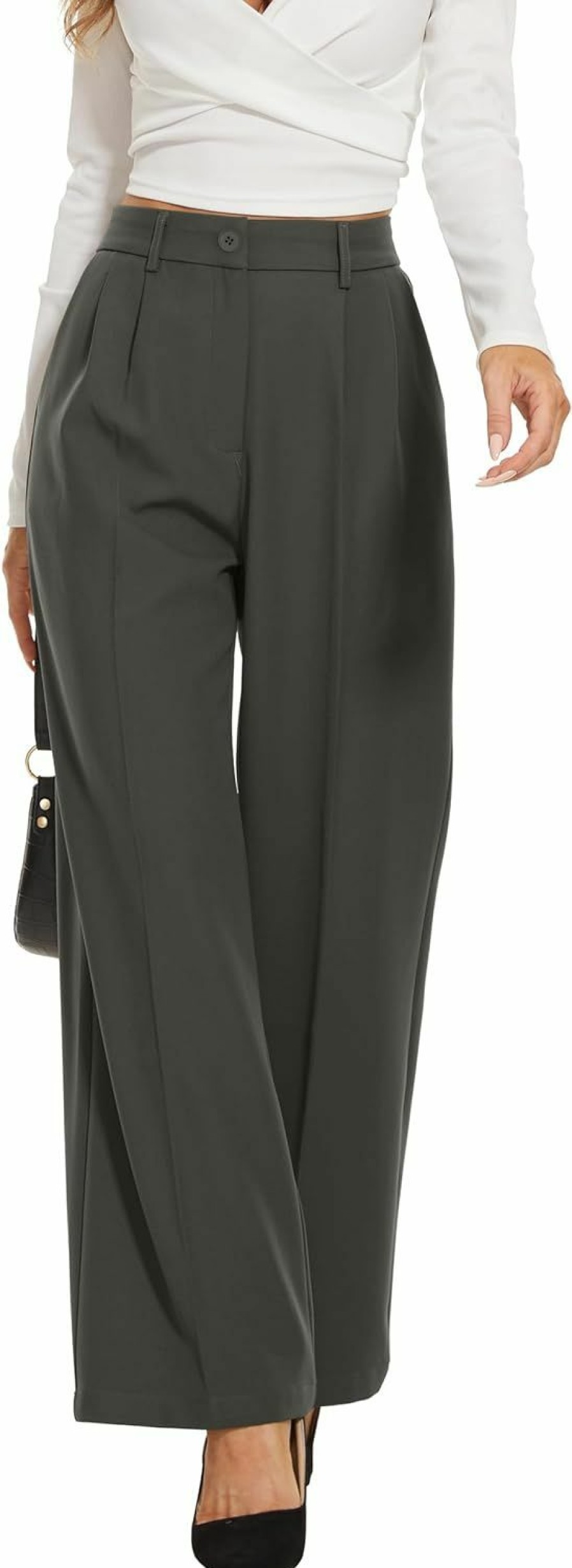 Hot FUNYYZO Funyyzo Fall Women Wide Leg Pants High Elastic Waisted In The Back Business Work Trousers Long Straight Suit Pants