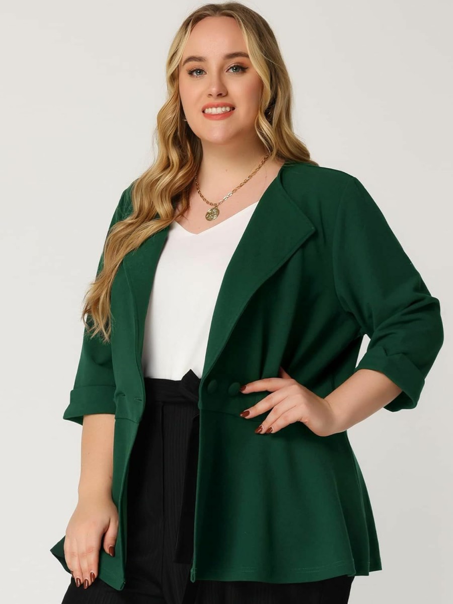 New Agnes Orinda Agnes Orinda Women'S Plus Size Casual Blazer Ruffle V Neck Lapel 2024 Peplum Blazers