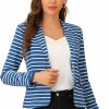 New Allegra K Allegra K Women'S Notched Lapel Pocket Button Closure Striped Blazer