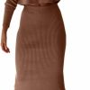 Hot YKR Women'S 2 Piece Sweater Dress Skirt Sets Rib Knit Maxi Bodycon Crop Top Winter Outfits For Women