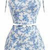 Wholesale Floerns Floerns Women'S 2 Piece Outfit Floral Print Tie Shoulder Cami Top With Skirt Set