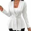 Wholesale Milumia Milumia Women'S Textured Ruffle Hem Blazer Single Button Shawl Collar Long Sleeve Jacket