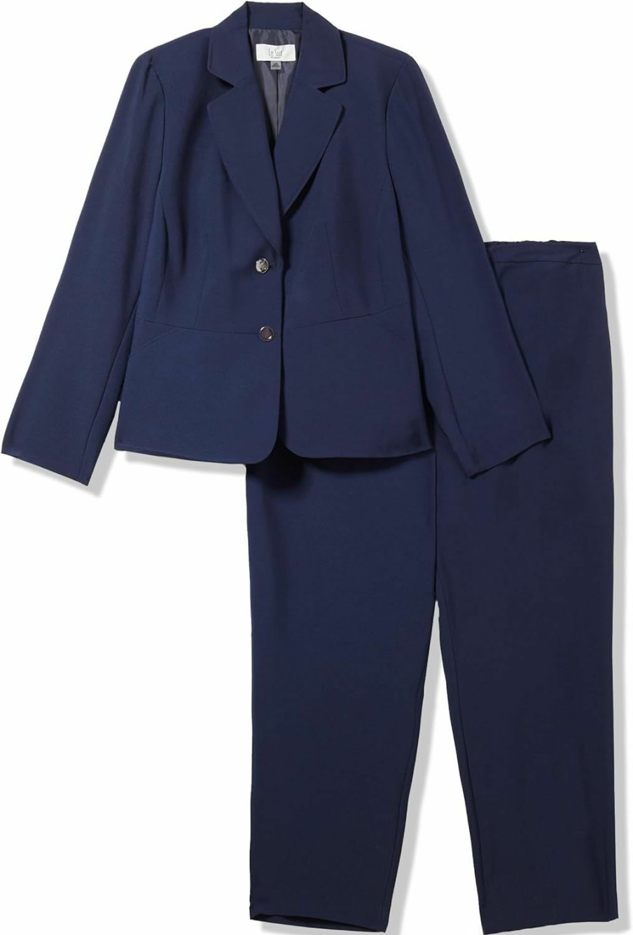 Clearance Le Suit Women'S Plus Size 2 Button Inset Waist Jacket & Elastic Back Pant