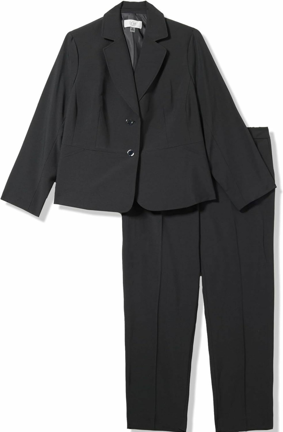 Clearance Le Suit Women'S Plus Size 2 Button Inset Waist Jacket & Elastic Back Pant