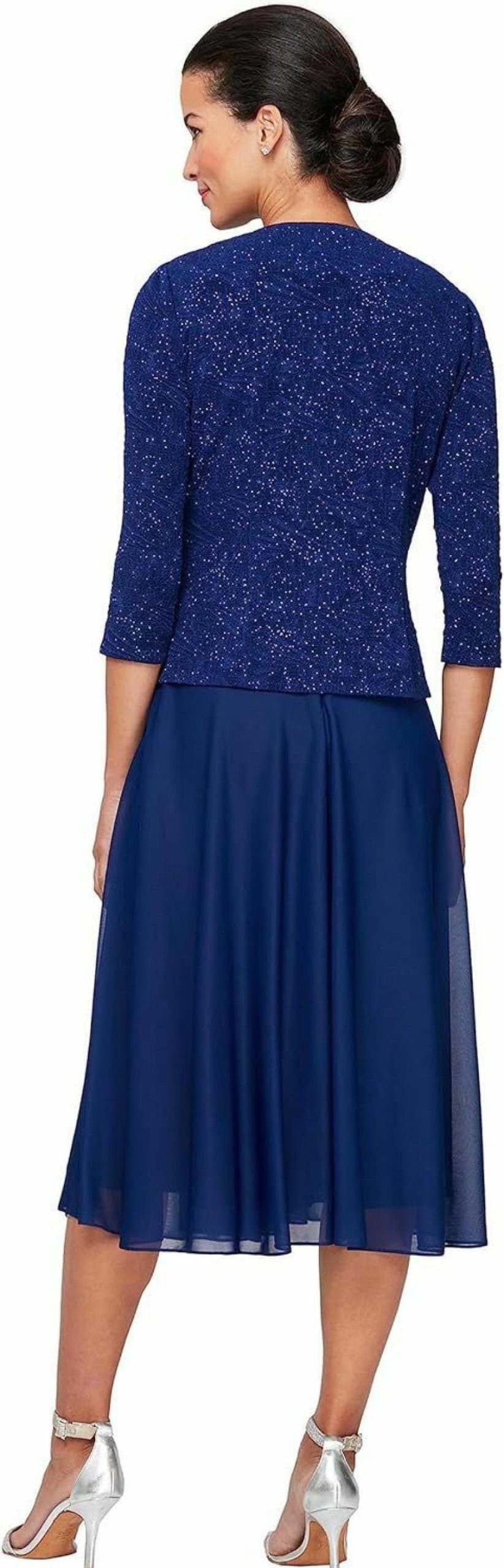 Wholesale Alex Evenings Alex Evenings Women'S Tea Length Mock Dress With Sequin Jacket (Petite And Regular Sizes)