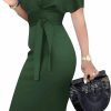 New Vrtige Vrtige Women'S Crewneck Batwing Short Sleeve Bodycon Work Pencil Mini Dress With Belt