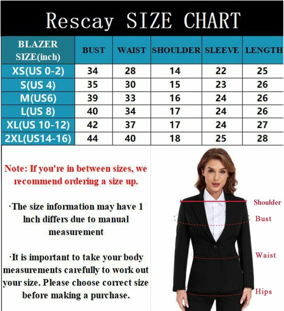 Best Rescay Women'S Work Office Blazer One Button Notched Lapel Business Tuxedo Blazer Casual Blazer Jackets Suit