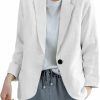 Hot IDEALSANXUN Cotton Linen Blazer For Womens 3/4 Sleeve One Button Open Front Linen Jackets