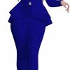 Best Jianono Women'S Deep V Neck Ruffle Blazer Two Piece Outfits Sets Long Sleeve Long Pants Bodycon Business Suit Set