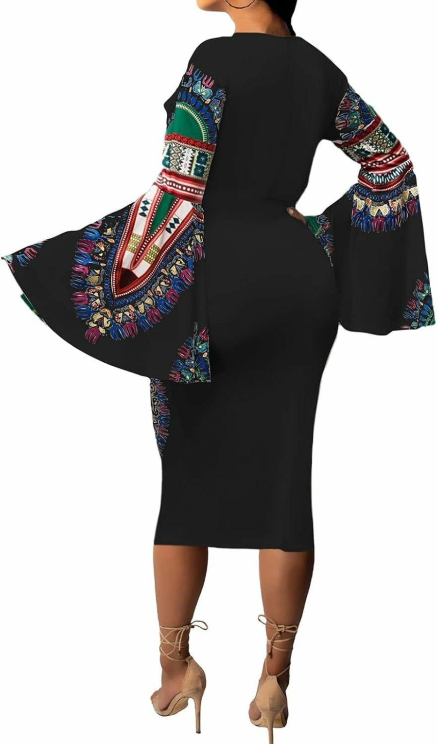 New FoveNK Fovenk Pencil Dress For Women Bodycon Elegant Patchwork African Print Peplum Church Dresses 2023 Party