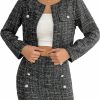 Online Floerns Floerns Women'S 2 Piece Outfit Plaid Print Open Front Jacket And Bodycon Skirt Set