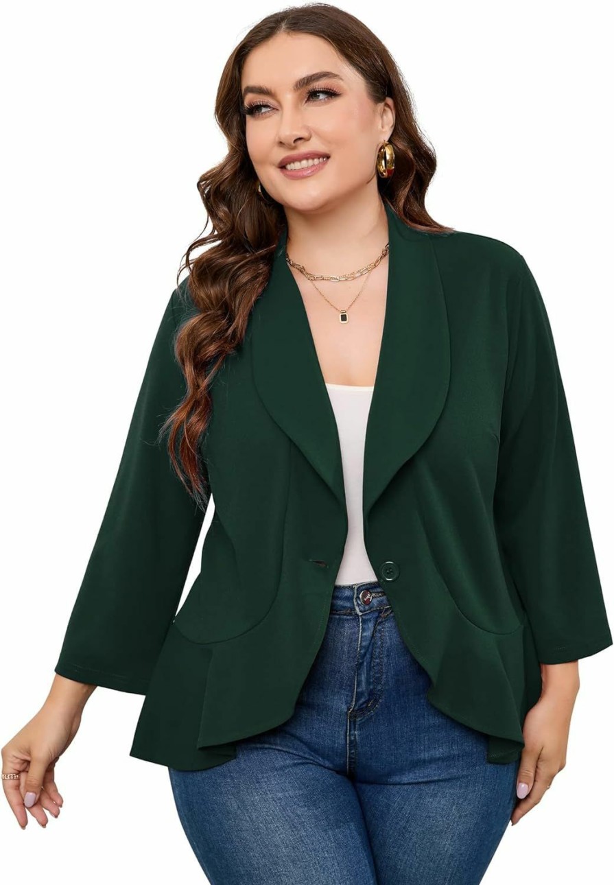 Online KOJOOIN Kojooin Womens Plus Size Casual Long Sleeve Blazer Open Front Cardigan Work Office Jacket Suit Blazer