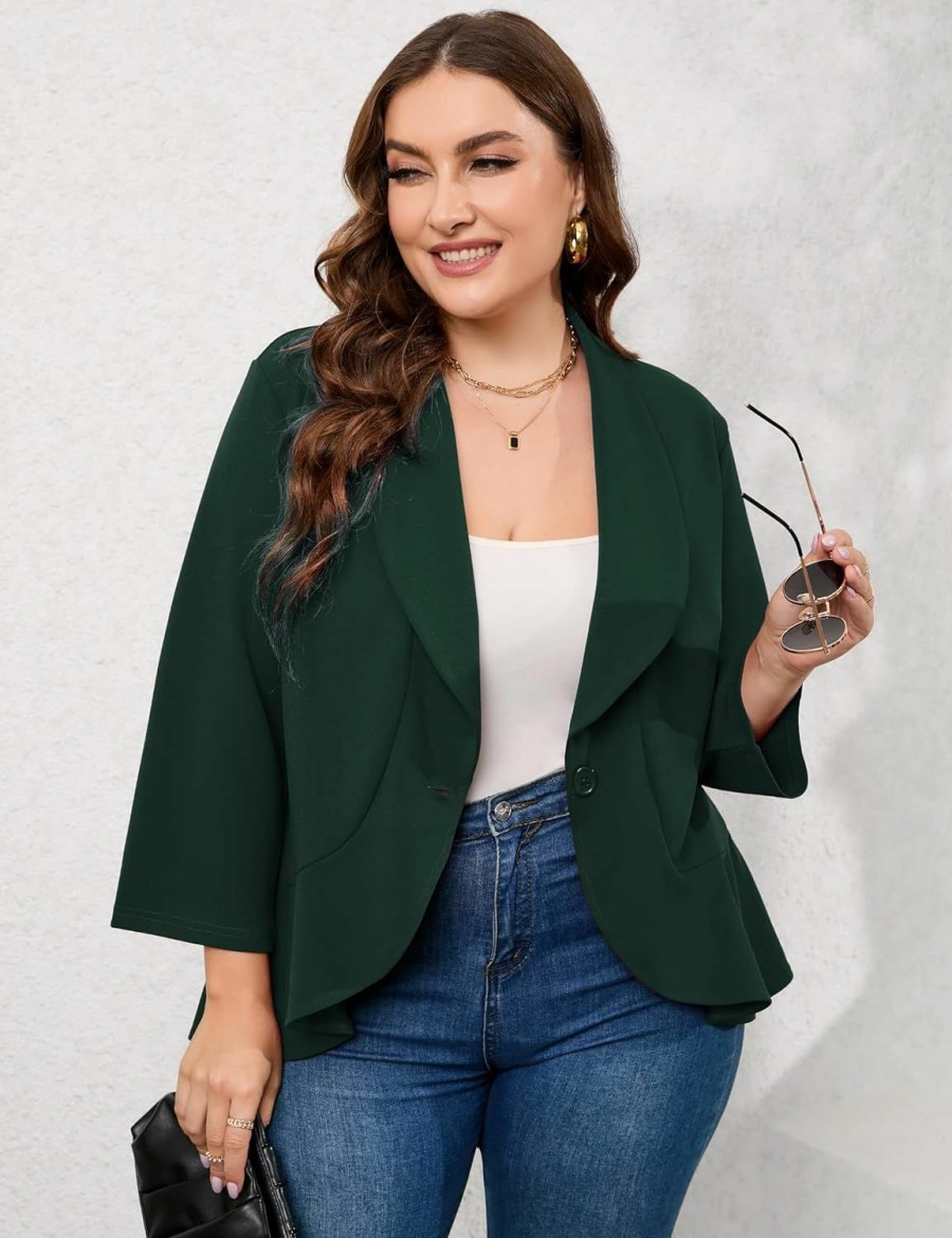 Online KOJOOIN Kojooin Womens Plus Size Casual Long Sleeve Blazer Open Front Cardigan Work Office Jacket Suit Blazer