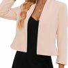 Best Wealywa Women'S Casual Cropped Blazer 3/4 Sleeve Collarless Open Front Ruffle Work Office Cardigan Suit Jacket Shrug