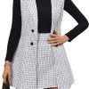 Wholesale Floerns Floerns Women'S 2 Piece Outfit Workwear Plaid Print Lapel Neck Vest Blazer And Skirt Set